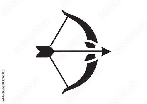 archery logo silhouette vector, bow and arrow logo silhouette illustration, bow and arrow silhouette logo vector, archery sports logo vector, archer bow man logo vector silhouette on white background.