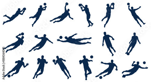 Dynamic Silhouettes of Players in Action for Sports Backgrounds. 