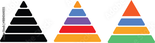 5 level Triangular pyramid colorful icon. Success and strategy signs. Business hierarchy symbols. educational materials. diagrams with ascending levels
