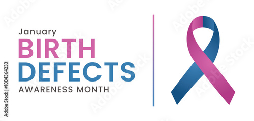 Birth Defects Awareness Month Poster and Card Design for January, Public Health Education and Prevention Campaign, Congenital Disorders Awareness and Medical Support Concept, Vector Illustration