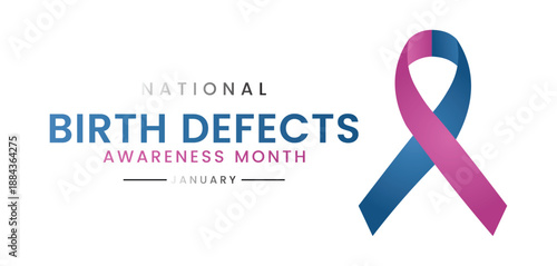 Birth Defects Awareness Month Poster and Card Design for January, Public Health Education and Prevention Campaign, Congenital Disorders Awareness and Medical Support Concept, Vector Illustration