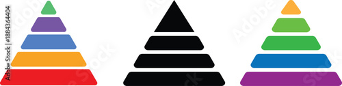 5 level Triangular pyramid colorful icon. Success and strategy signs. Business hierarchy symbols. educational materials. diagrams with ascending levels
