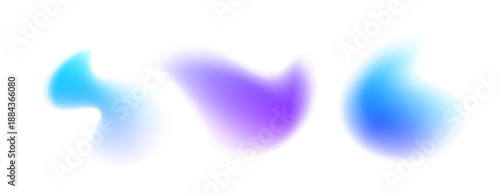 Glowing neon blobs with gradient holographic texture float smoothly. Organic forms emit soft luminous reflections. PNG perfect for futuristic UI, digital design, and tech-inspired artwork.