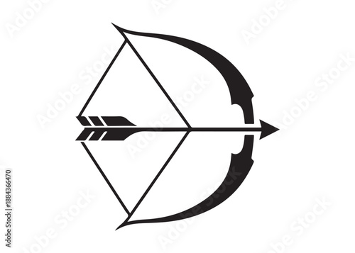 archery logo silhouette vector, bow and arrow logo silhouette illustration, bow and arrow silhouette logo vector, archery sports logo vector, archer bow man logo vector silhouette on white background.