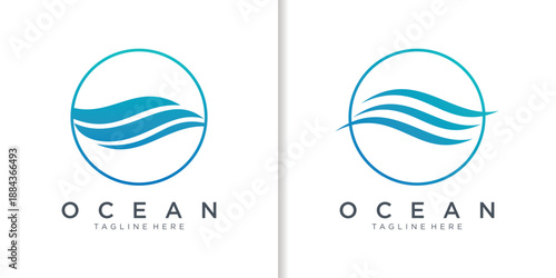 Minimalist ocean wave logo design