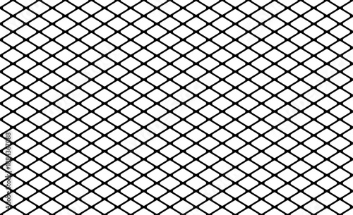 Black wire mesh fence on a white background