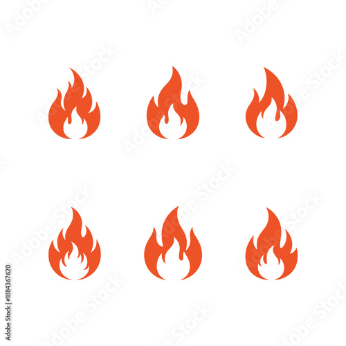 Six orange flame icons burning brightly on white