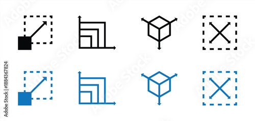 Scalability Icon. Resize Scale and Dimension Icon Set