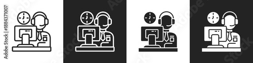 Working Hours Line And Solid Icon In White And Black Background