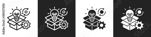 Product Development Line And Solid Icon In White And Black Background