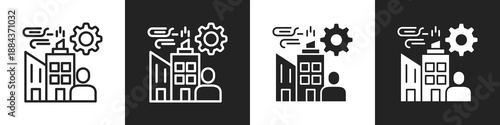 Company Line And Solid Icon In White And Black Background