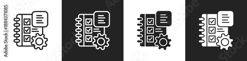 Features Line And Solid Icon In White And Black Background
