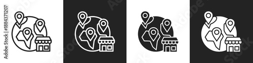 Expansion Line And Solid Icon In White And Black Background