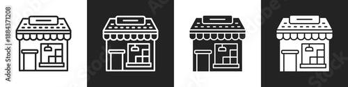 Market Line And Solid Icon In White And Black Background