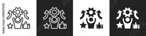 Effort Line And Solid Icon In White And Black Background