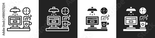 Workspace Line And Solid Icon In White And Black Background