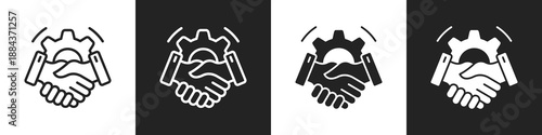 Relationship Line And Solid Icon In White And Black Background