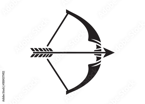 archery logo silhouette vector, bow and arrow logo silhouette illustration, bow and arrow silhouette logo vector, archery sports logo vector, archer bow man logo vector silhouette on white background.