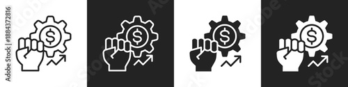Economic Line And Solid Icon In White And Black Background