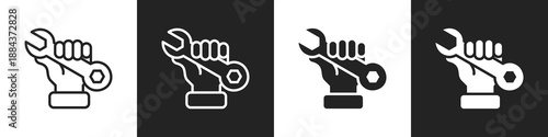 Labor Union Line And Solid Icon In White And Black Background