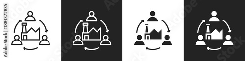 Restructuring Line And Solid Icon In White And Black Background