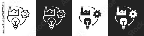 Innovation Line And Solid Icon In White And Black Background