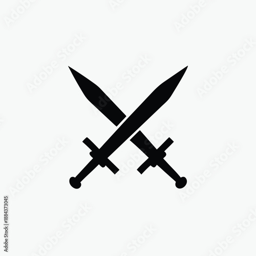 crossed swords icon front view silhoutte template