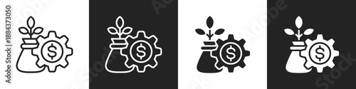 Economic Investment Line And Solid Icon In White And Black Background