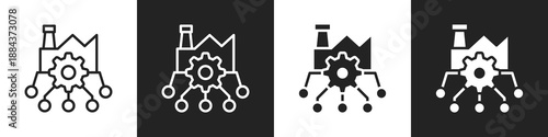 Industrial Technology Line And Solid Icon In White And Black Background