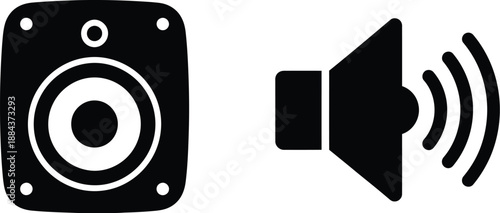 Black speaker and sound waves icon modern design element on transparent background silhouette