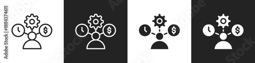 Stakeholder Line And Solid Icon In White And Black Background