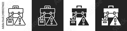 Job Loss Line And Solid Icon In White And Black Background