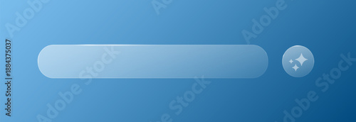 A search bar with an oval-shaped AI sign on a blue background. Futuristic intelligent search automation, chatbot, digital business support. Vector EPS 10.