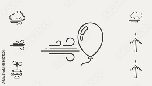 Weather forecast icons with balloon.