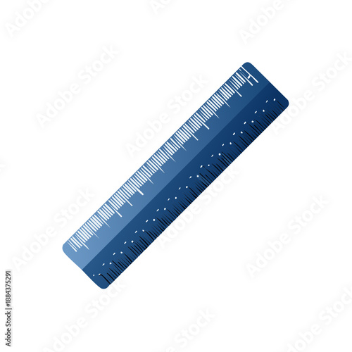 Blue ruler isolated on white background used in school or office for measuring and drawing lines