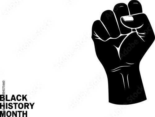 black power hand logo silhouette vector, hand raised fist logo silhouette illustration, black history logo silhouette, black history month logo vector silhouette on white background