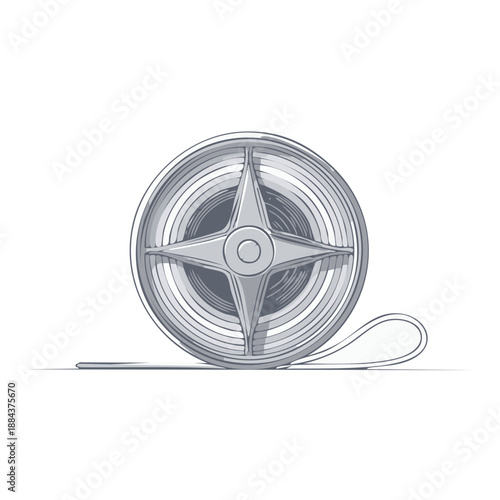 Film Reel Illustration: Cinema, Movie, Video Tape Roll with Star-Shaped Center