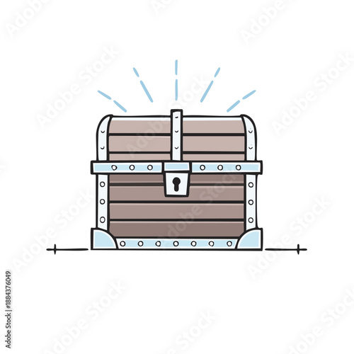 Wooden Treasure Chest Filled with Valuable Items, Mystery, Adventure, Discovery, and Riches