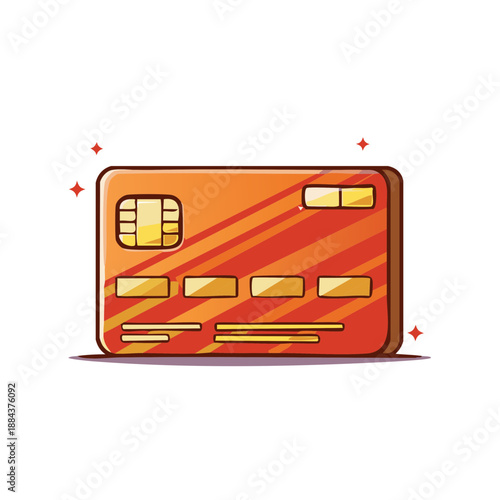 Orange and red credit card vector illustration for payment and shopping online finance icon graphic