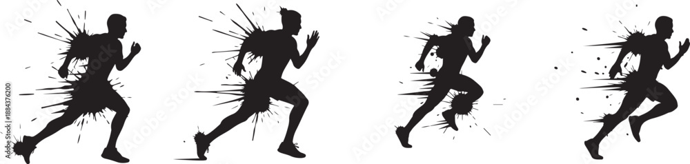 Fototapeta premium Marathon Runners Silhouette Illustration – Sport & Fitness Concept