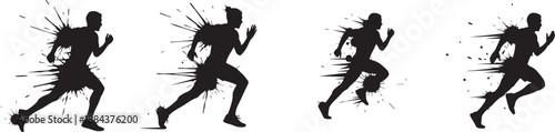 Marathon Runners Silhouette Illustration – Sport & Fitness Concept
