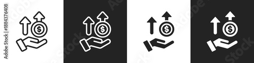 Profitability Line And Solid Icon In White And Black Background