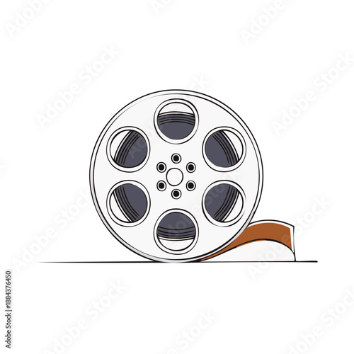 Simple film reel drawing showing movie industry film strip vector graphic art