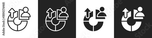 Customer Segment Line And Solid Icon In White And Black Background