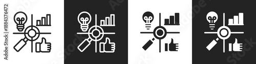 Swot Analysis Line And Solid Icon In White And Black Background