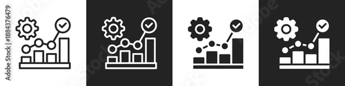 Analytics Line And Solid Icon In White And Black Background