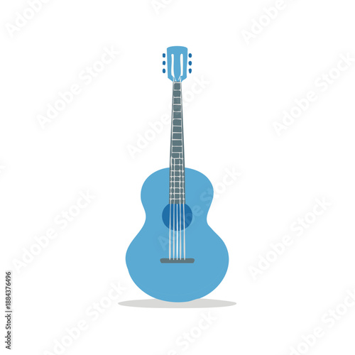 Elegant blue acoustic guitar illustration capturing musical melody and stringed harmony for artists and designers