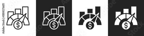 Economic Indicators Line And Solid Icon In White And Black Background