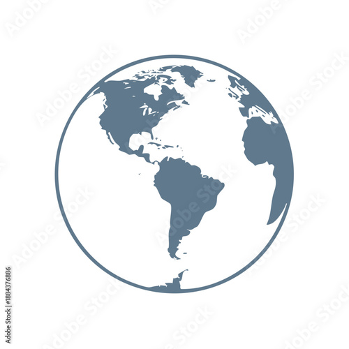 Illustration of the Earth Globe Showing the Americas Continent View with Landmasses and Oceans in simple vector design