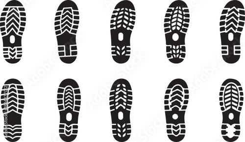 Shoe Sole Footprint Icons Set – Boot Tread Patterns Vector